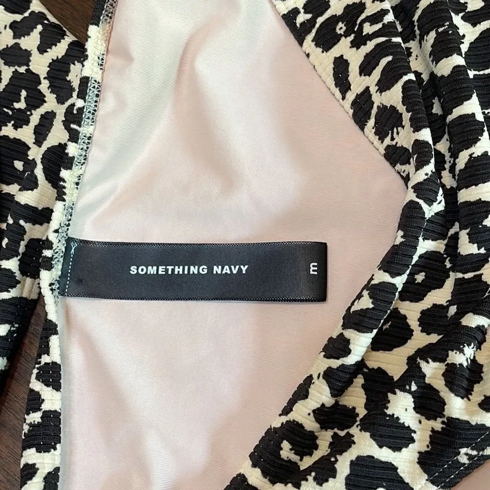 Something navy classic ribbed bandeau Ganache leopard print bikini